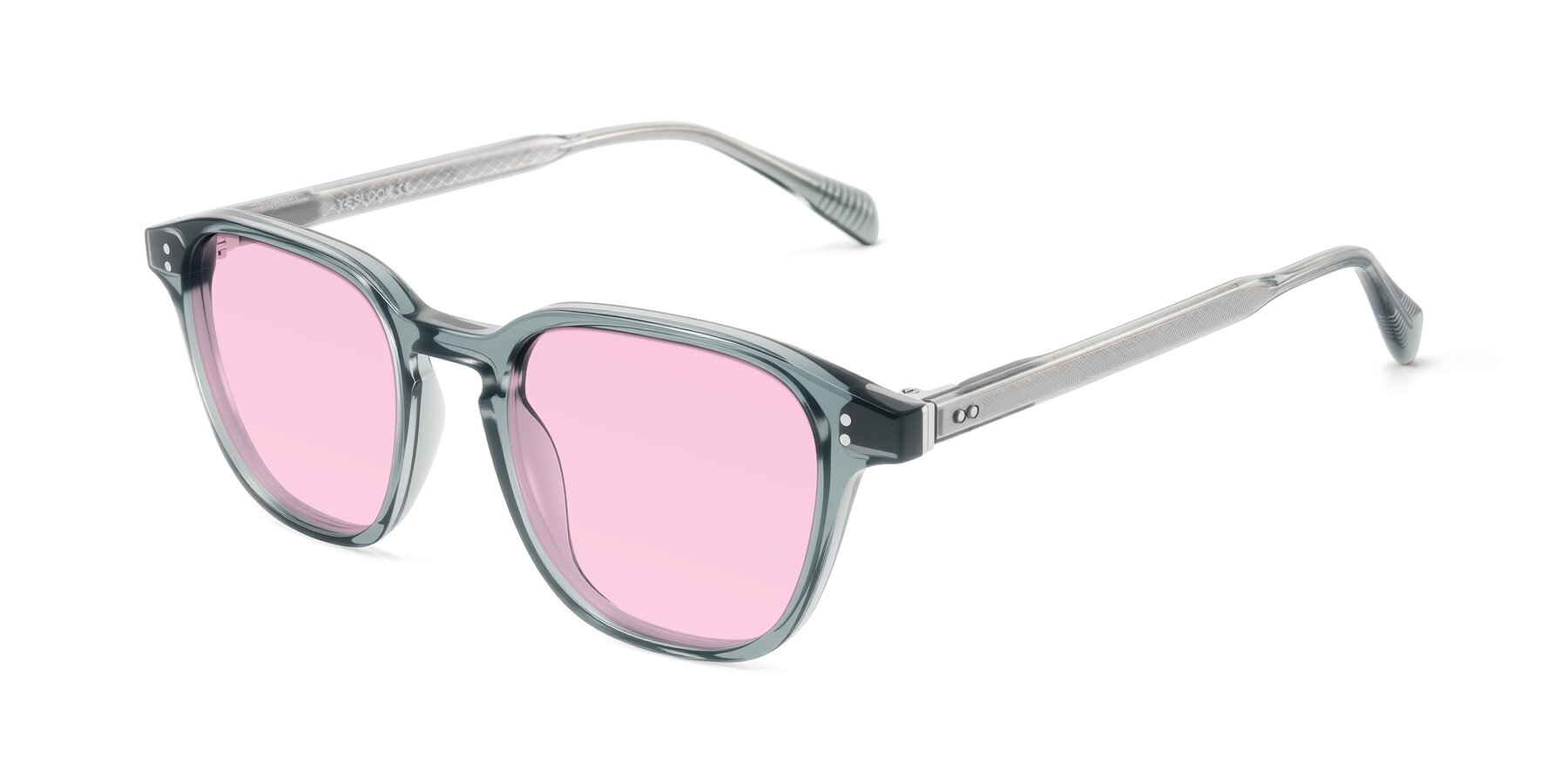 Angle of Huites in Grayish Blue with Light Pink Tinted Lenses