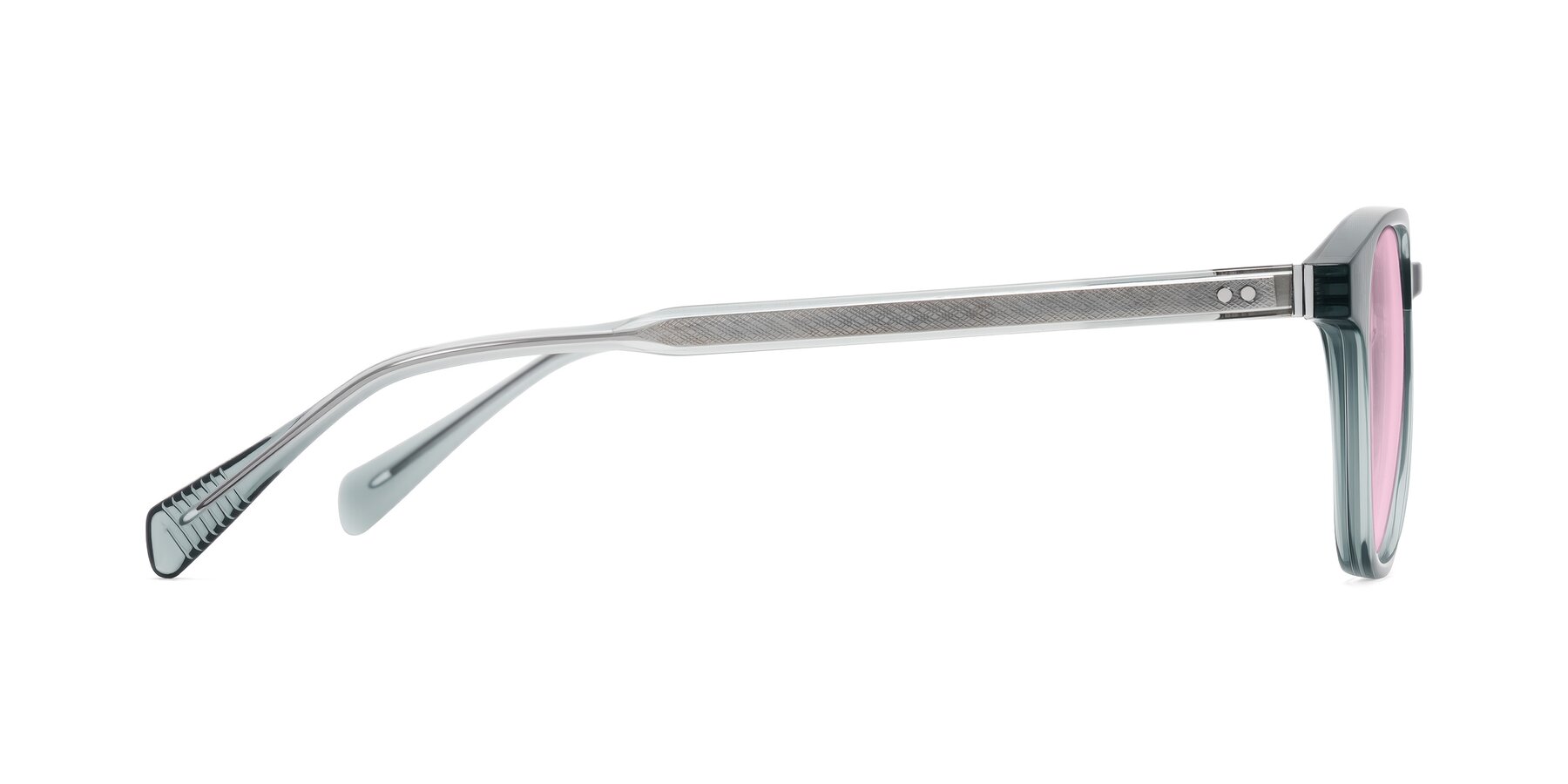 Side of Huites in Grayish Blue with Light Pink Tinted Lenses