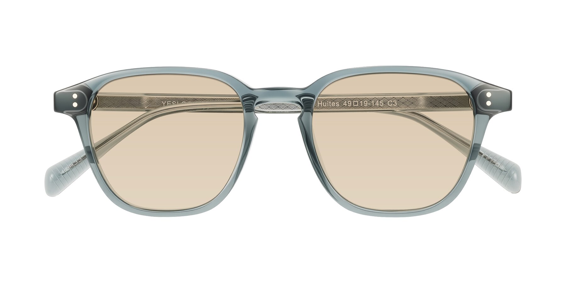 Folded Front of Huites in Grayish Blue with Light Brown Tinted Lenses