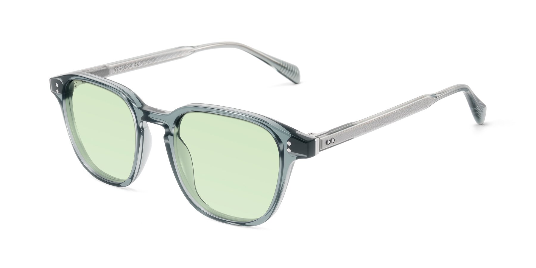 Angle of Huites in Grayish Blue with Light Green Tinted Lenses