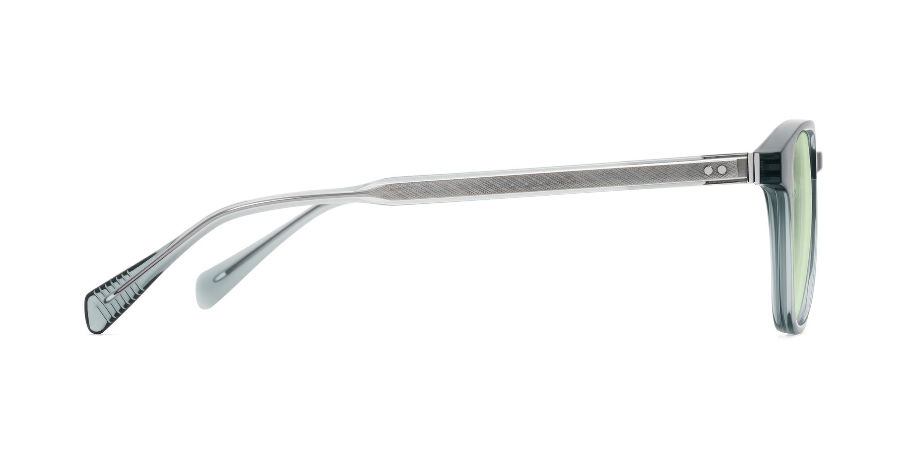 Side of Huites in Grayish Blue with Light Green Tinted Lenses