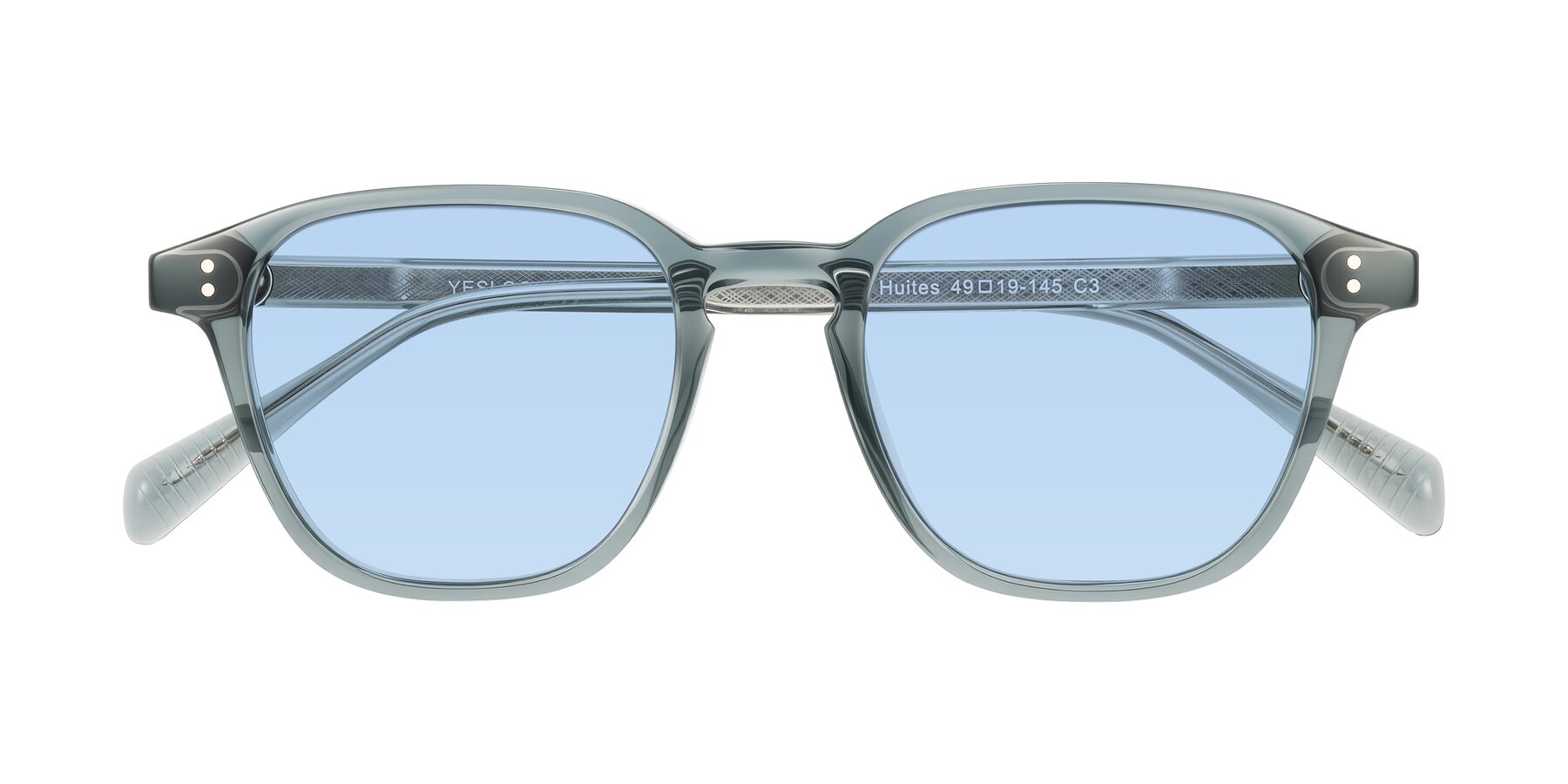 Folded Front of Huites in Grayish Blue with Light Blue Tinted Lenses