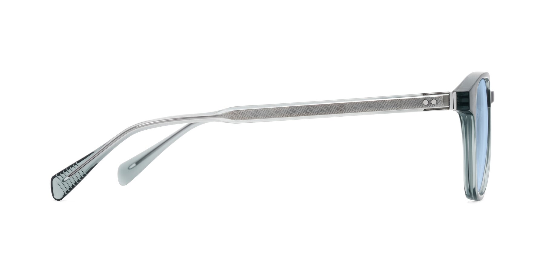 Side of Huites in Grayish Blue with Light Blue Tinted Lenses