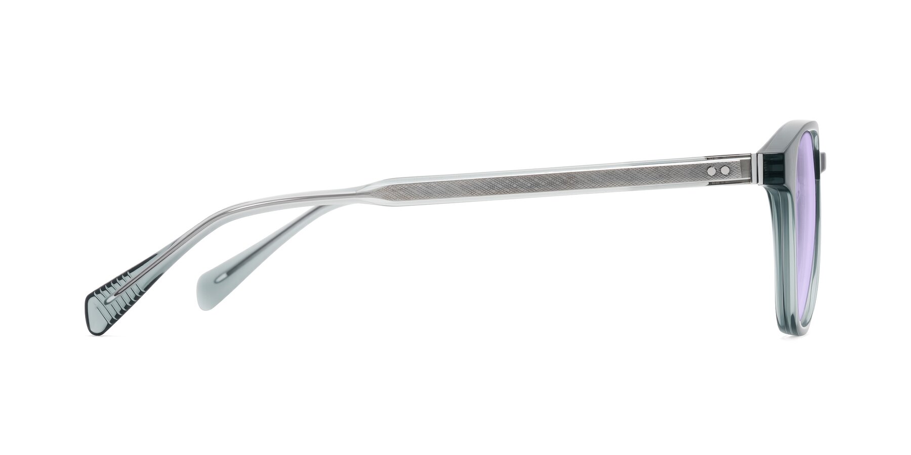 Side of Huites in Grayish Blue with Light Purple Tinted Lenses