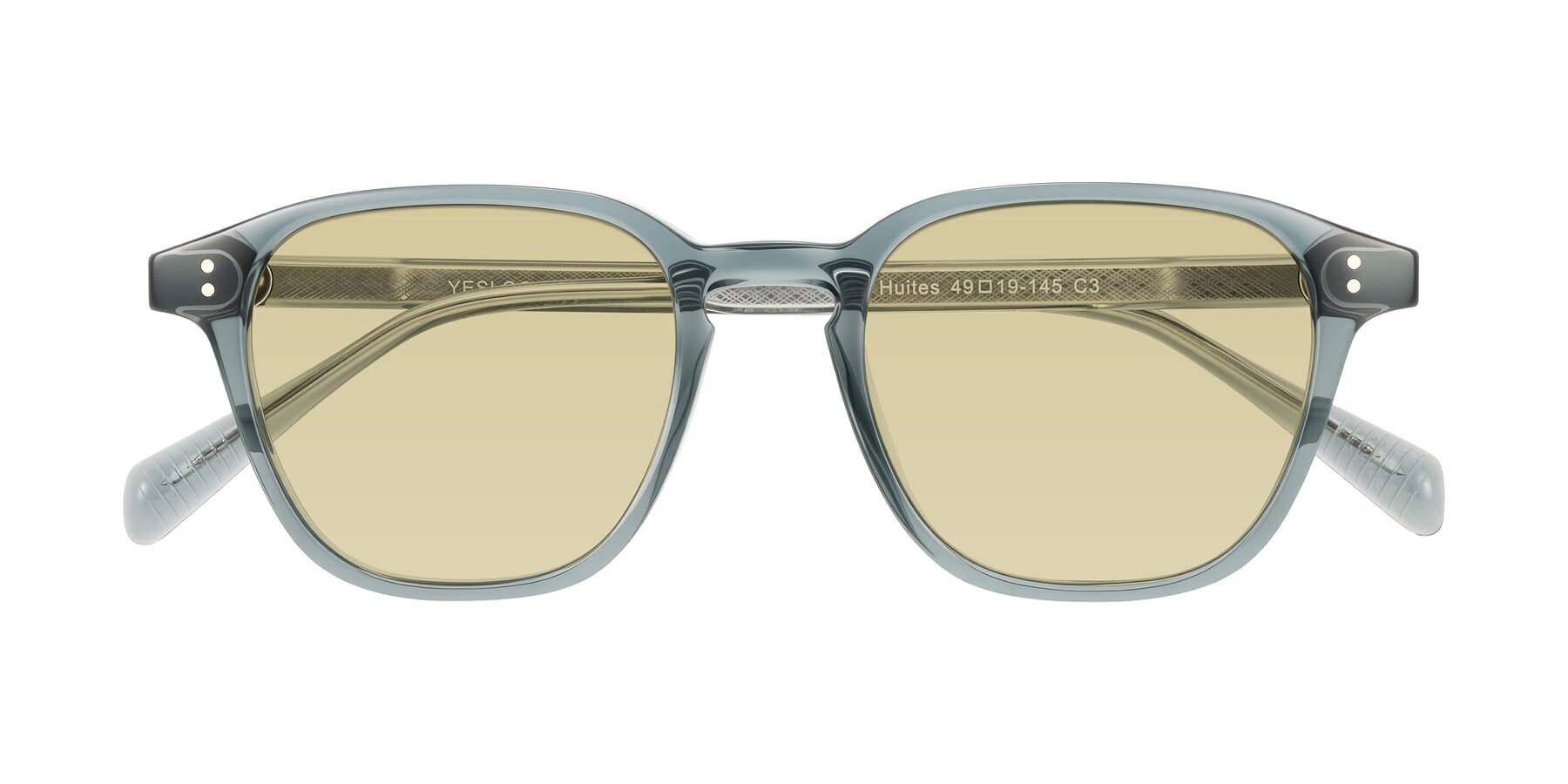 Folded Front of Huites in Grayish Blue with Light Champagne Tinted Lenses