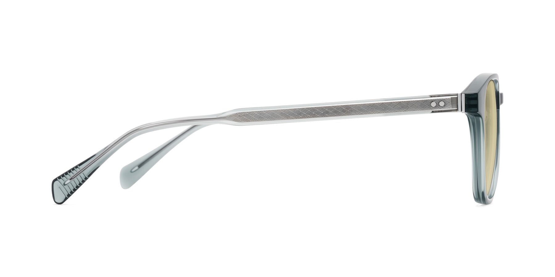 Side of Huites in Grayish Blue with Light Champagne Tinted Lenses