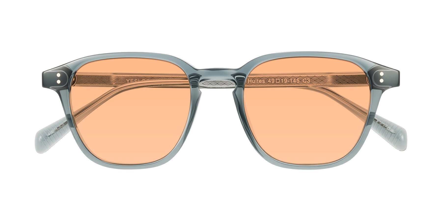 Folded Front of Huites in Grayish Blue with Light Orange Tinted Lenses