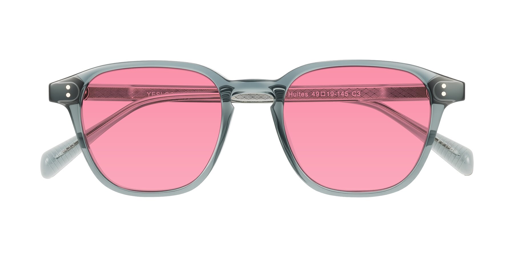 Folded Front of Huites in Grayish Blue with Pink Tinted Lenses