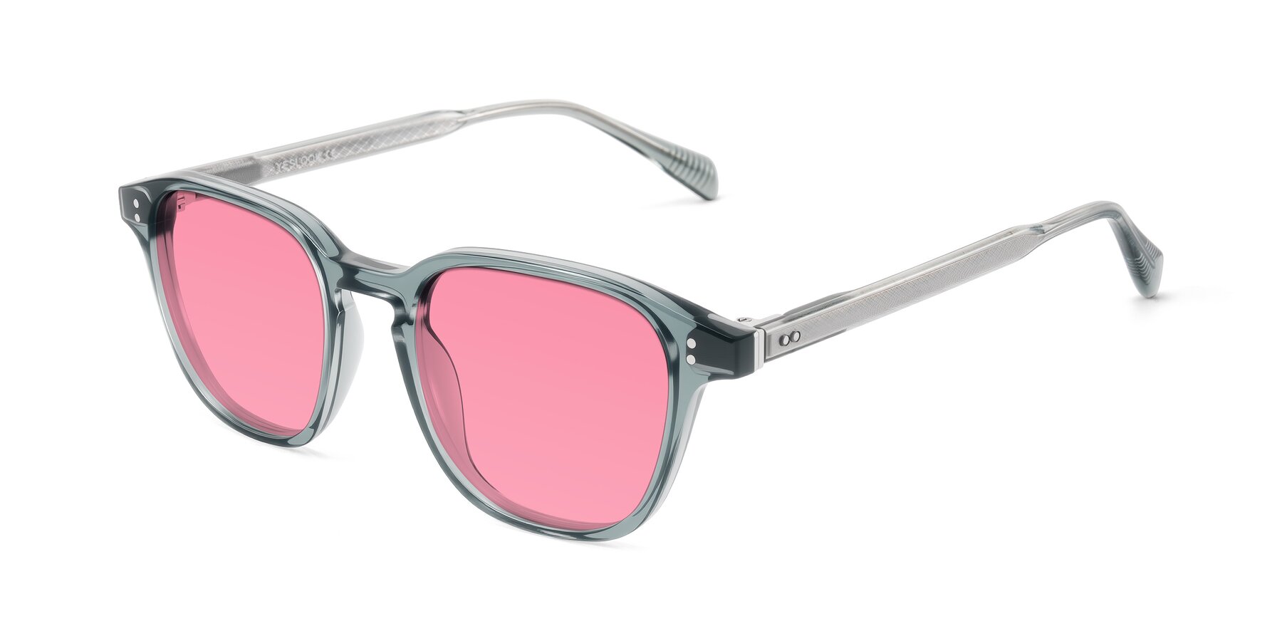 Angle of Huites in Grayish Blue with Pink Tinted Lenses
