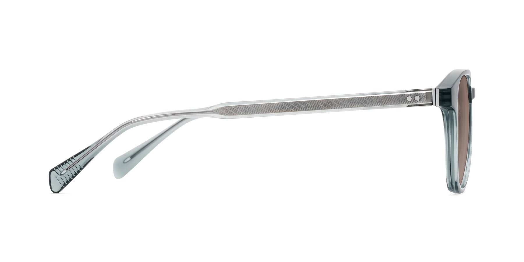 Side of Huites in Grayish Blue with Medium Brown Tinted Lenses