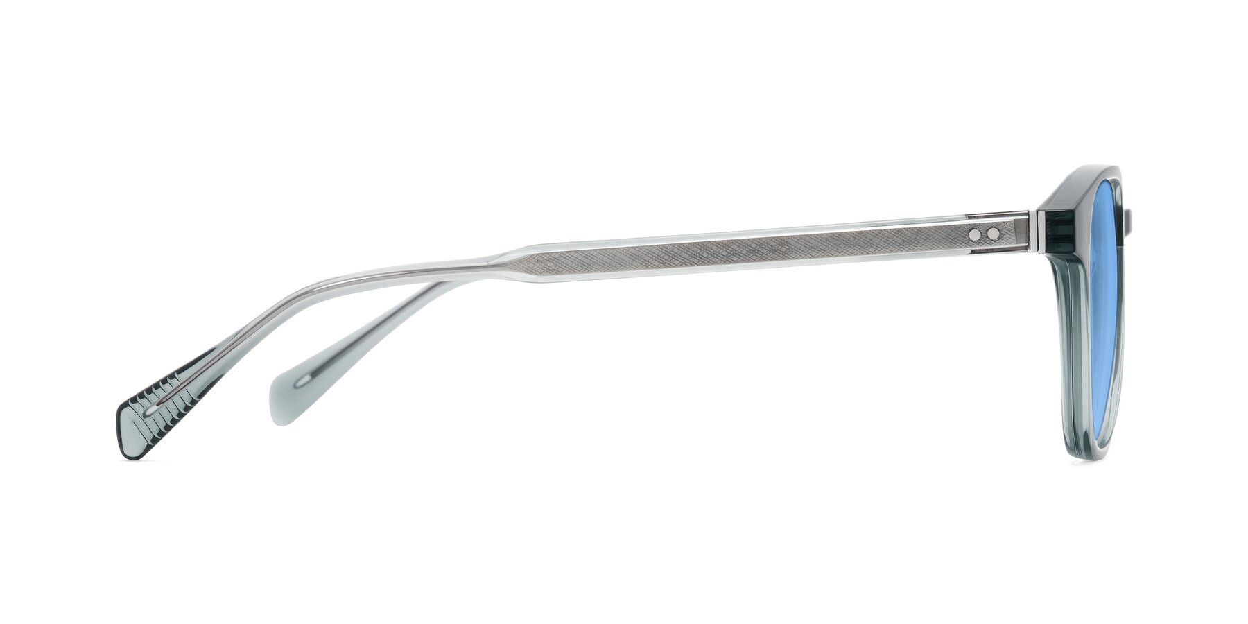 Side of Huites in Grayish Blue with Medium Blue Tinted Lenses