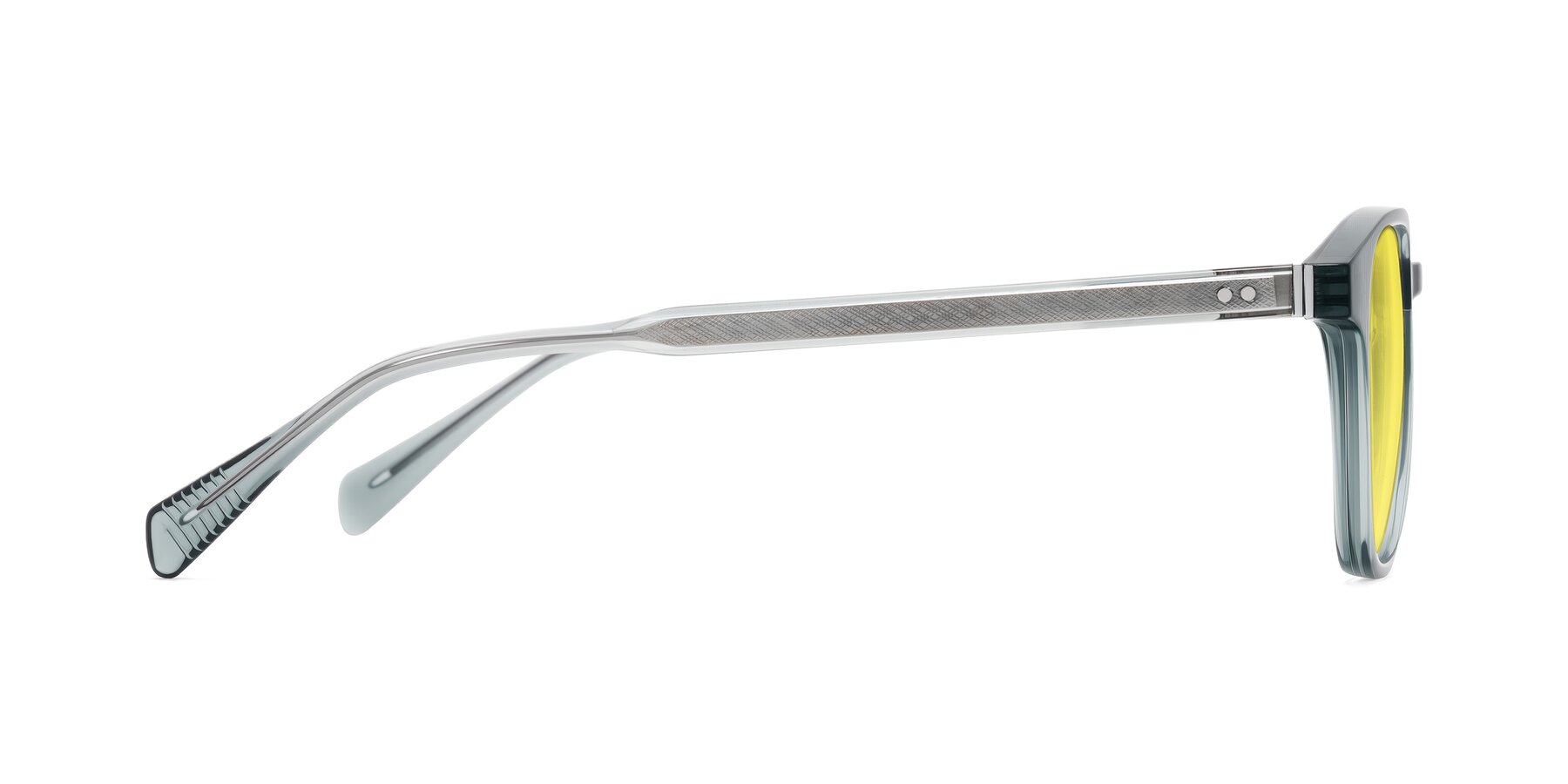 Side of Huites in Grayish Blue with Medium Yellow Tinted Lenses