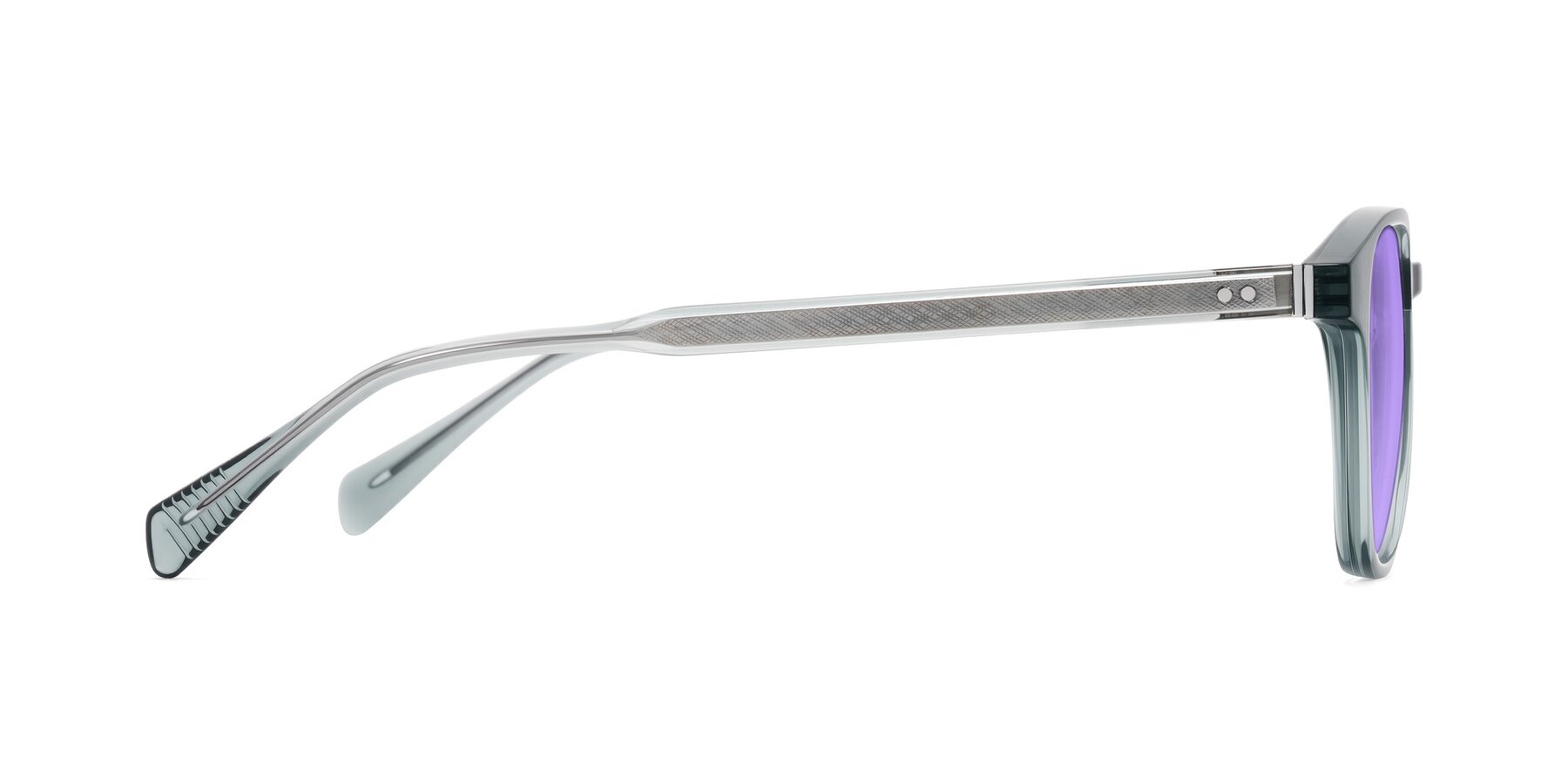 Side of Huites in Grayish Blue with Medium Purple Tinted Lenses