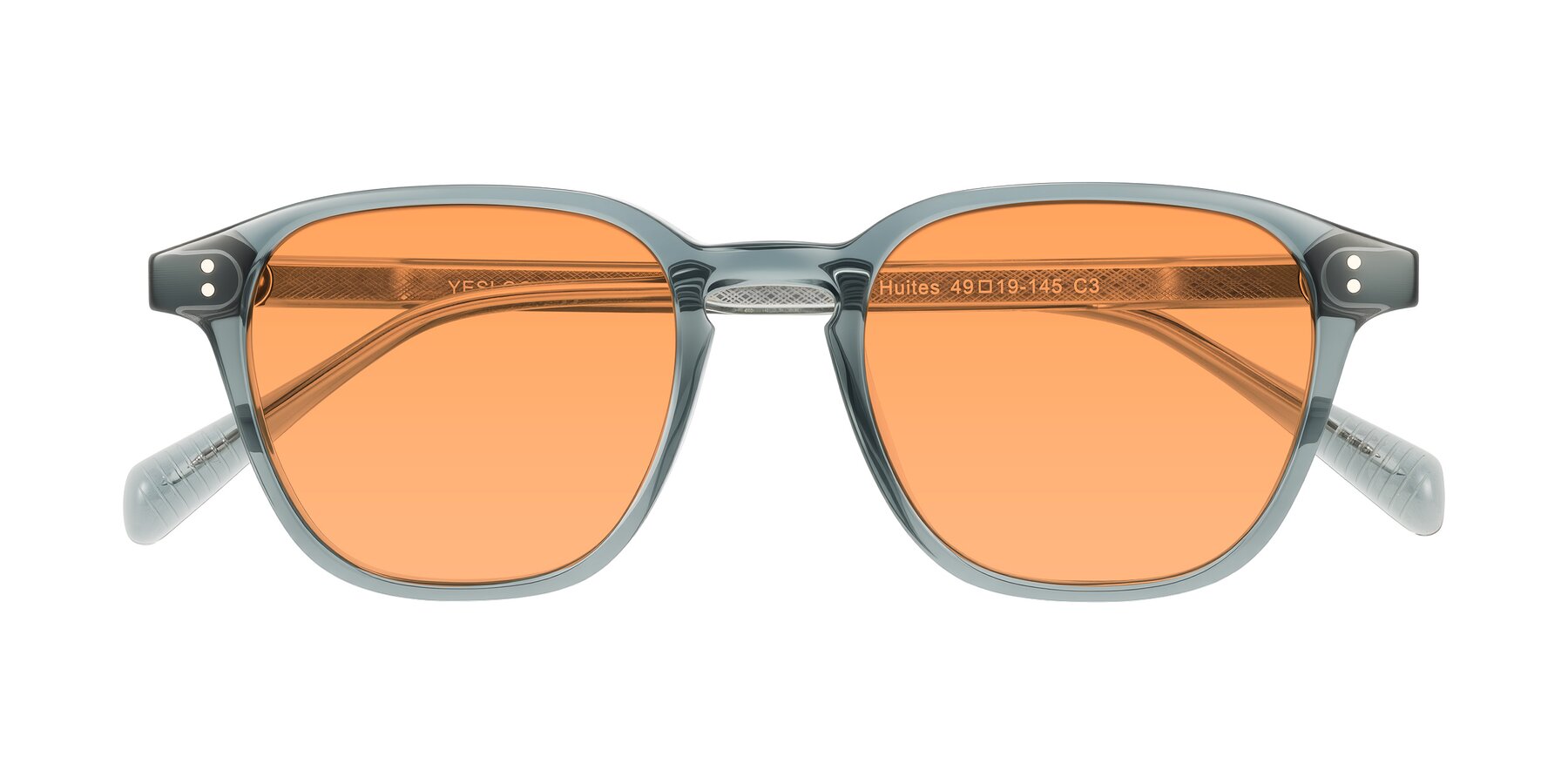 Folded Front of Huites in Grayish Blue with Medium Orange Tinted Lenses
