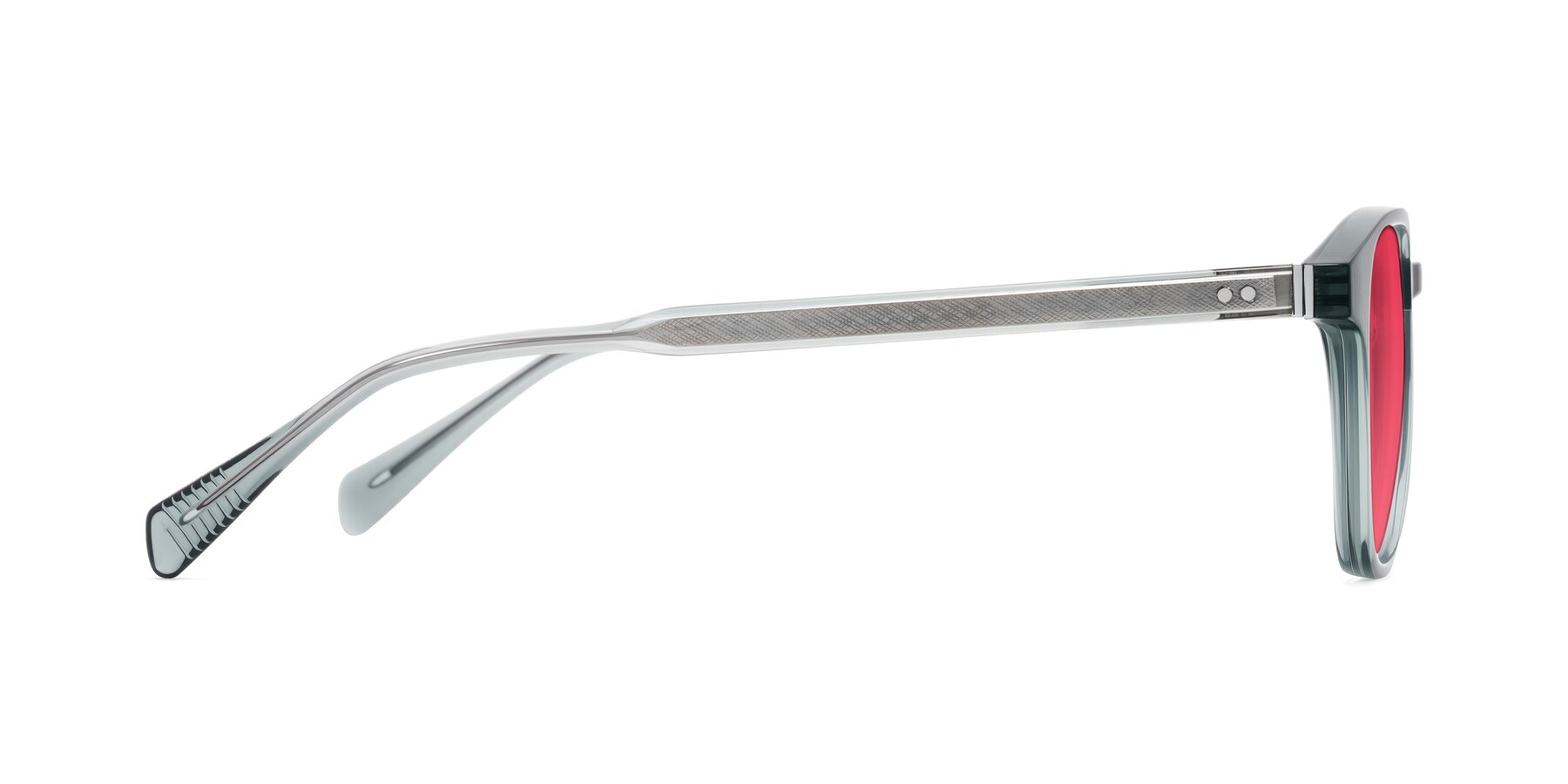 Side of Huites in Grayish Blue with Red Tinted Lenses