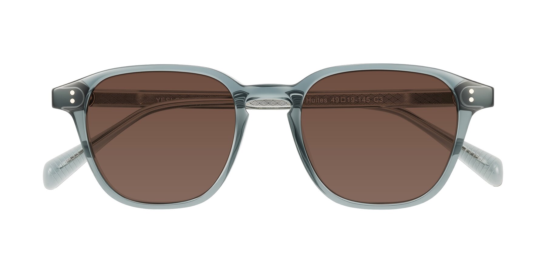 Folded Front of Huites in Grayish Blue with Brown Tinted Lenses