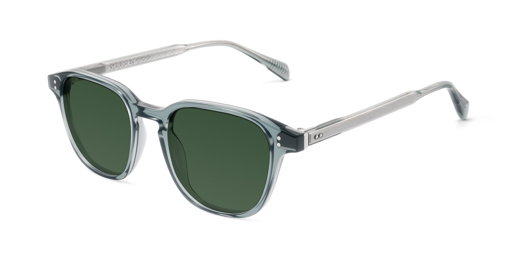 Angle of Huites in Grayish Blue with Green Tinted Lenses