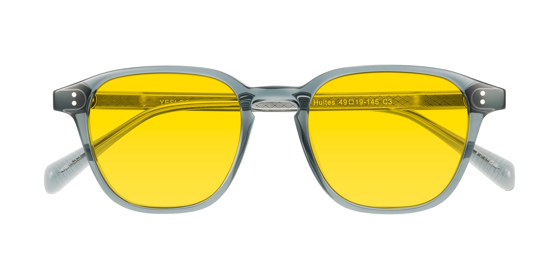 Folded Front of Huites in Grayish Blue with Yellow Tinted Lenses