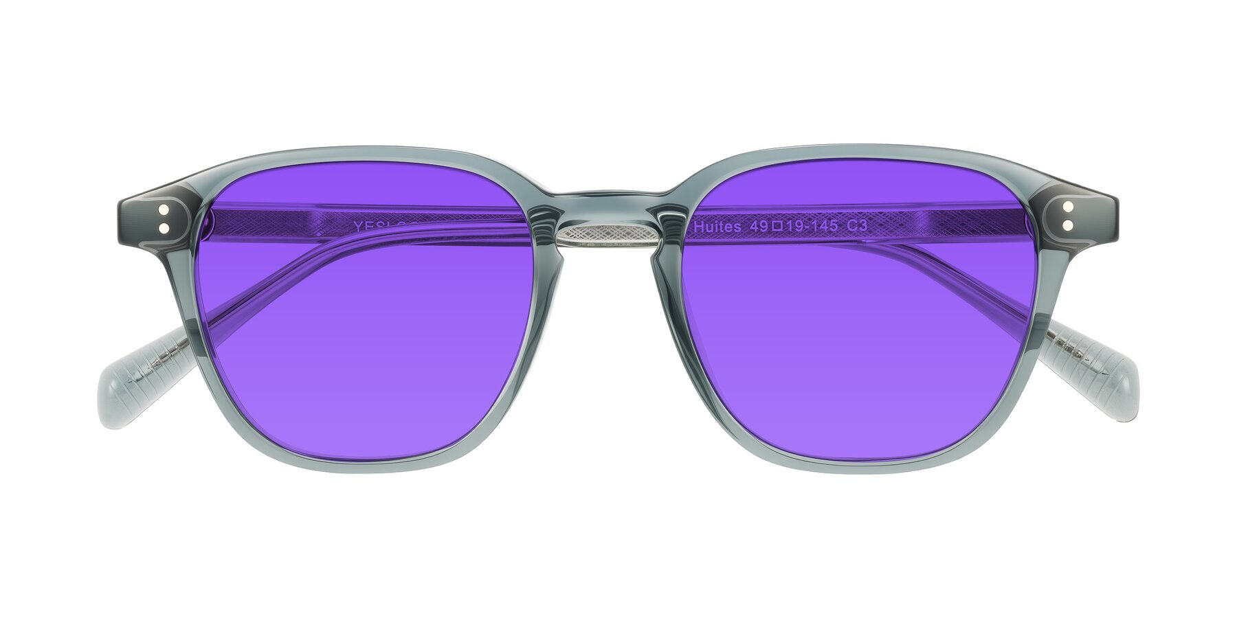 Folded Front of Huites in Grayish Blue with Purple Tinted Lenses