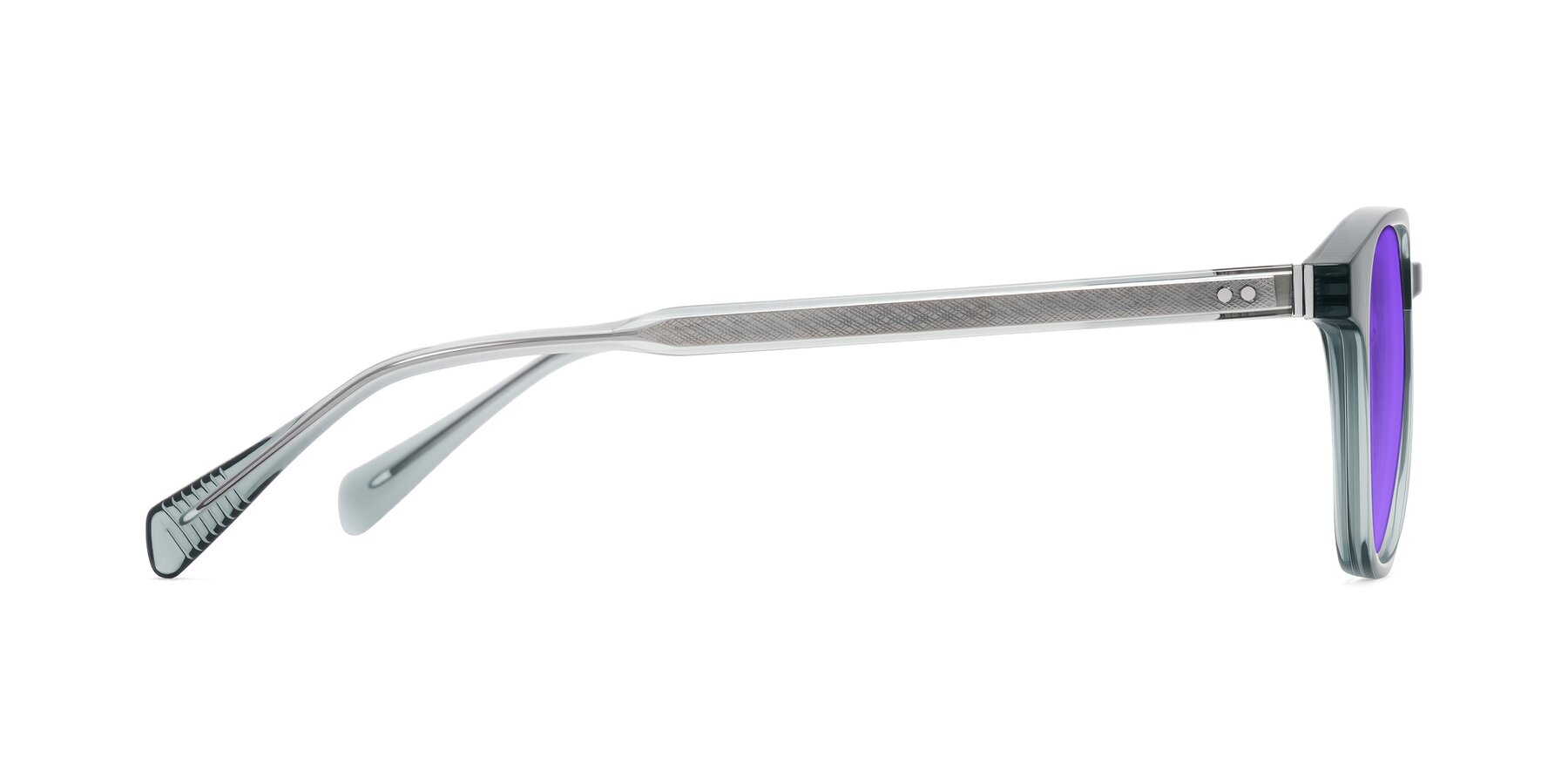 Side of Huites in Grayish Blue with Purple Tinted Lenses