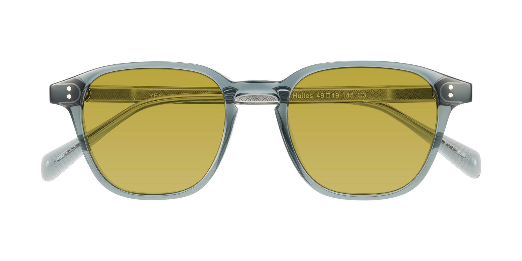 Folded Front of Huites in Grayish Blue with Champagne Tinted Lenses