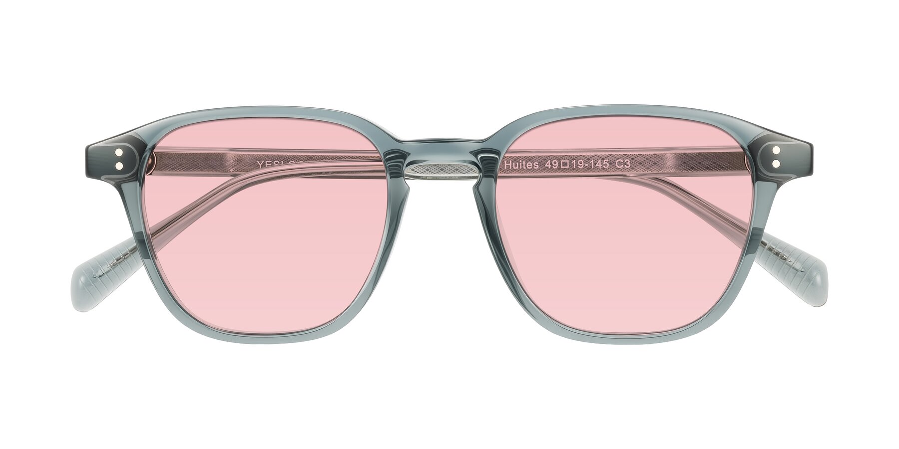Folded Front of Huites in Grayish Blue with Light Garnet Tinted Lenses