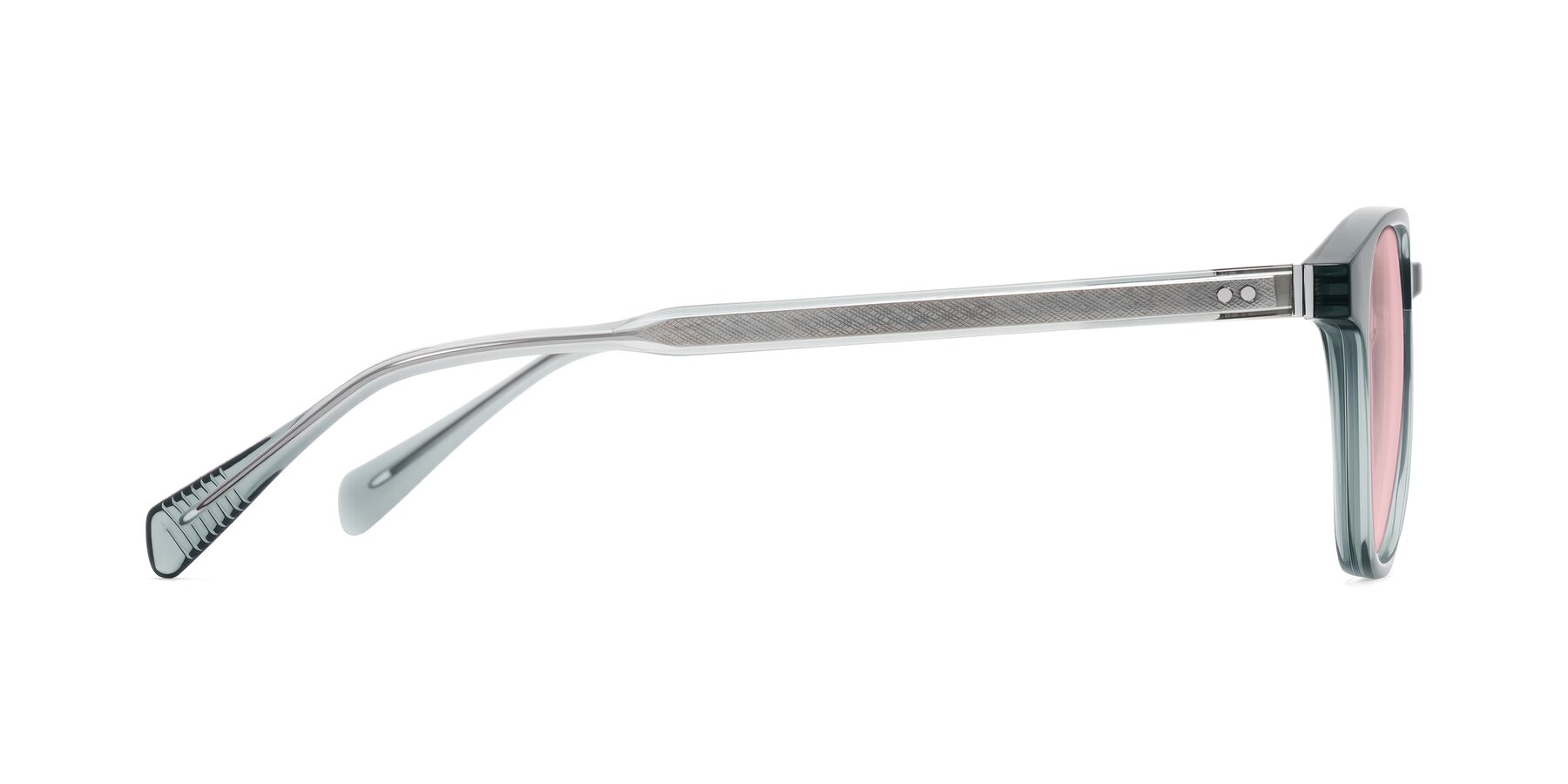 Side of Huites in Grayish Blue with Light Garnet Tinted Lenses