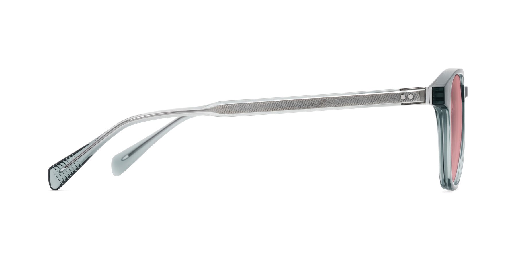 Side of Huites in Grayish Blue with Medium Garnet Tinted Lenses