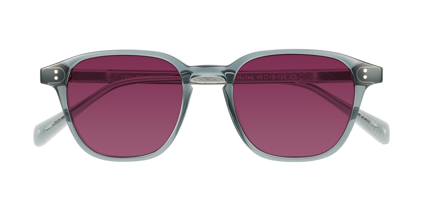 Folded Front of Huites in Grayish Blue with Wine Tinted Lenses