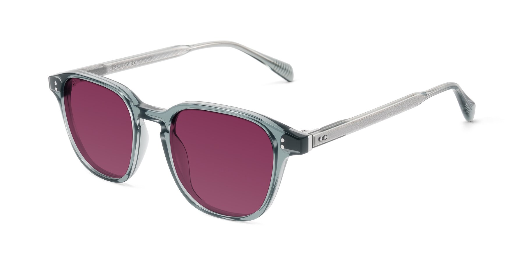 Angle of Huites in Grayish Blue with Wine Tinted Lenses