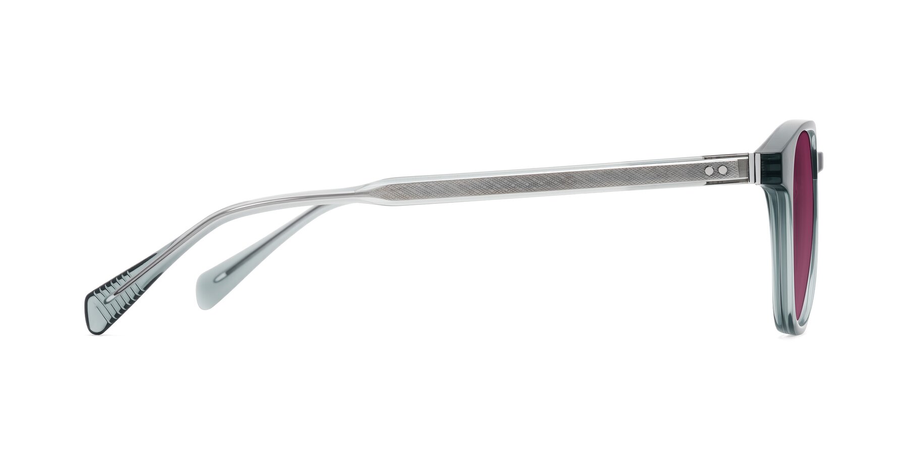 Side of Huites in Grayish Blue with Wine Tinted Lenses