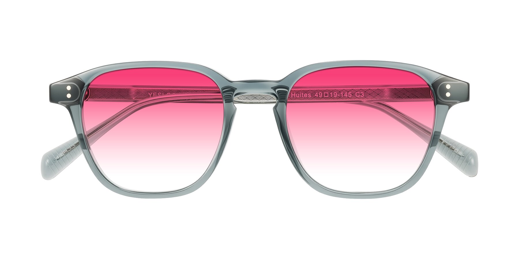 Folded Front of Huites in Grayish Blue with Pink Gradient Lenses