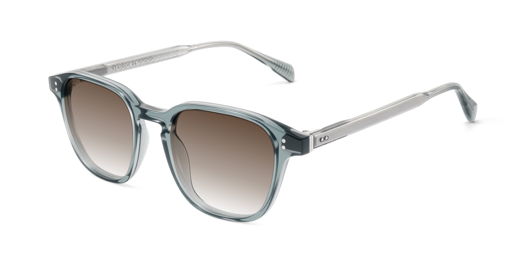 Angle of Huites in Grayish Blue with Brown Gradient Lenses