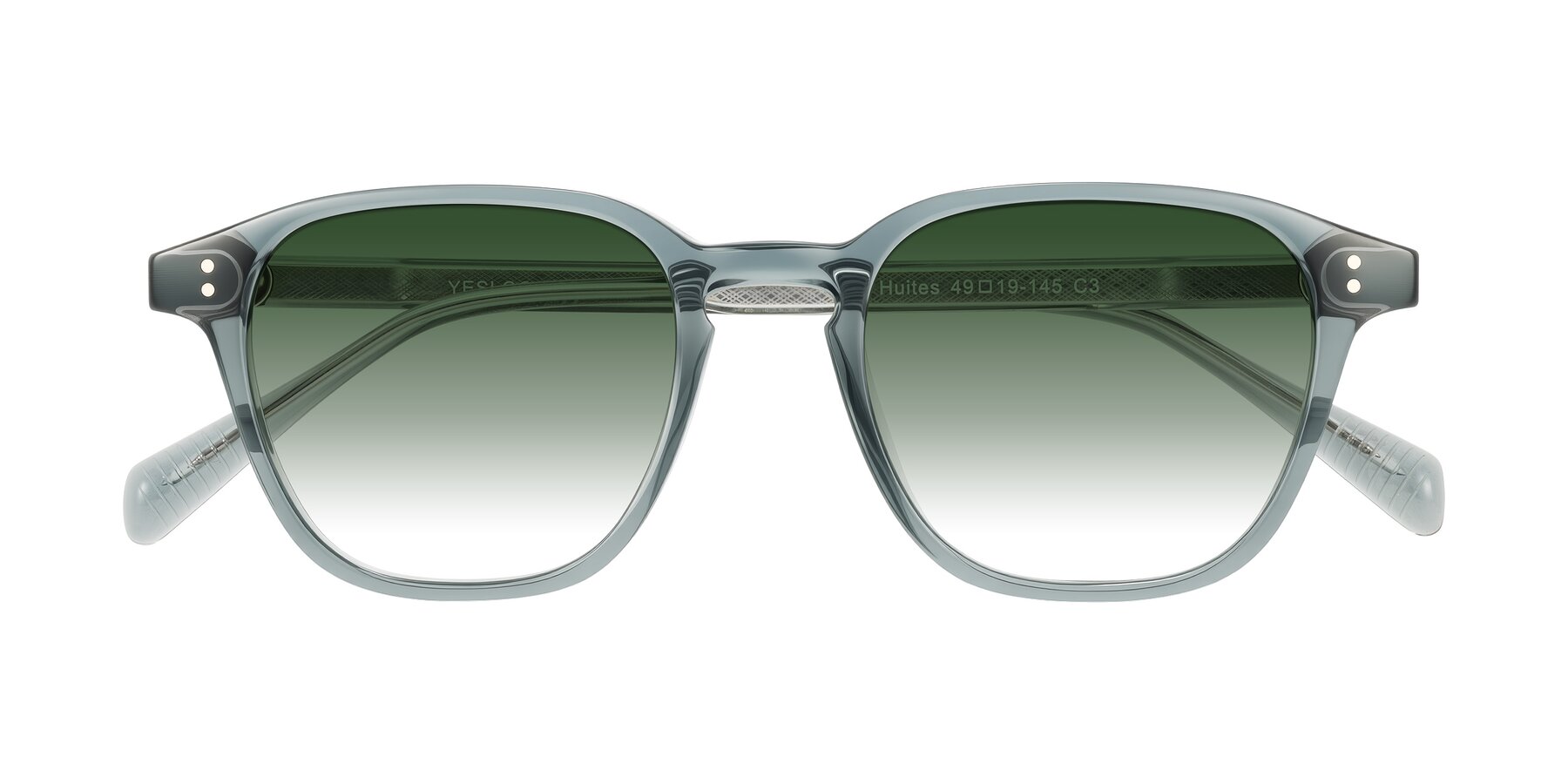 Folded Front of Huites in Grayish Blue with Green Gradient Lenses