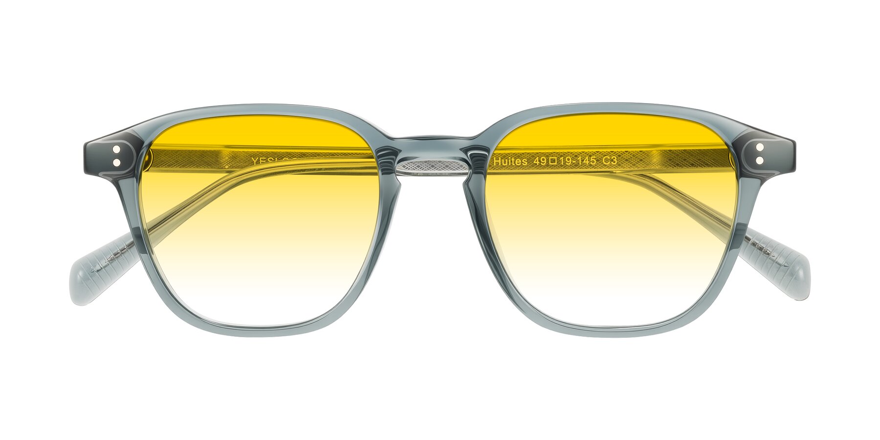 Folded Front of Huites in Grayish Blue with Yellow Gradient Lenses