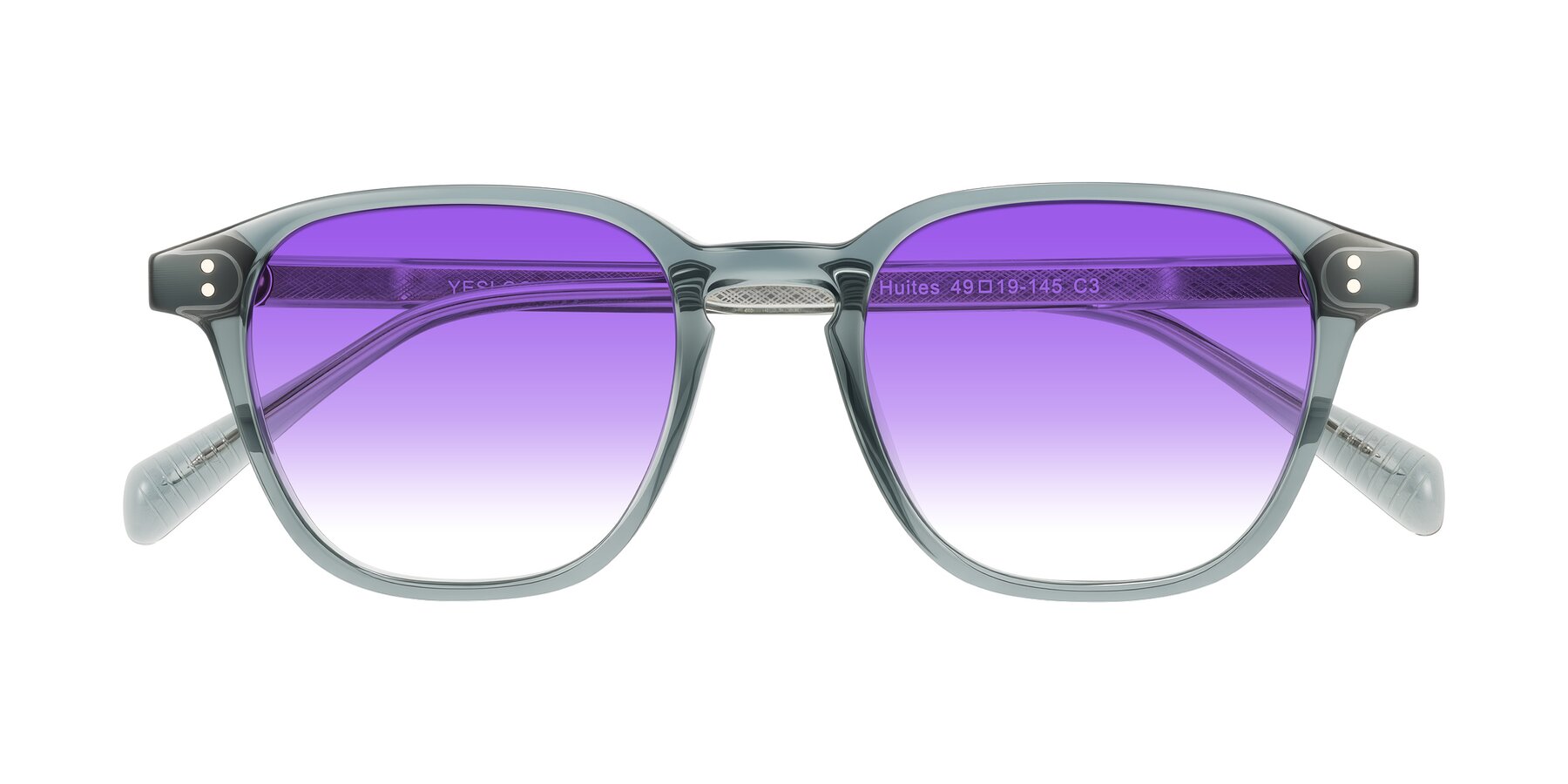 Folded Front of Huites in Grayish Blue with Purple Gradient Lenses