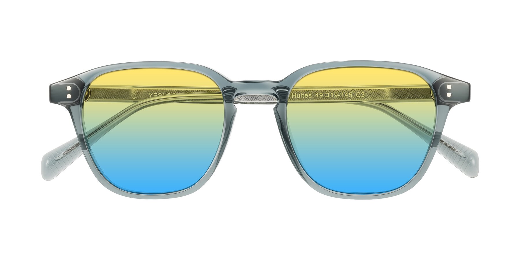Folded Front of Huites in Grayish Blue with Yellow / Blue Gradient Lenses