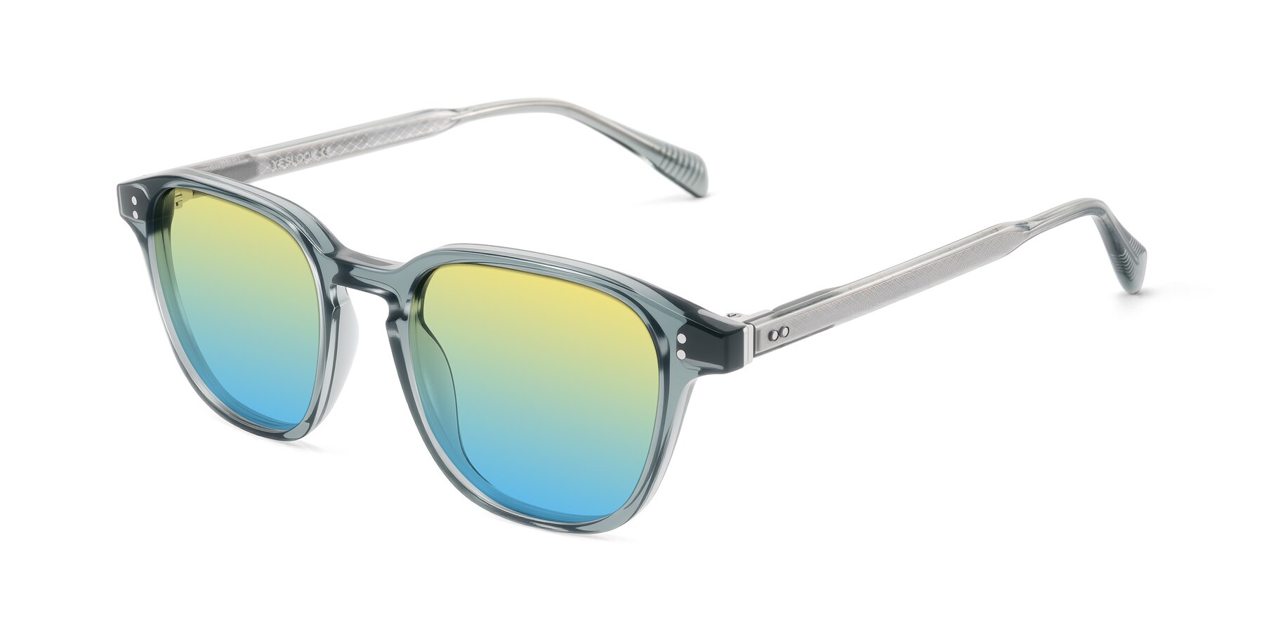 Angle of Huites in Grayish Blue with Yellow / Blue Gradient Lenses