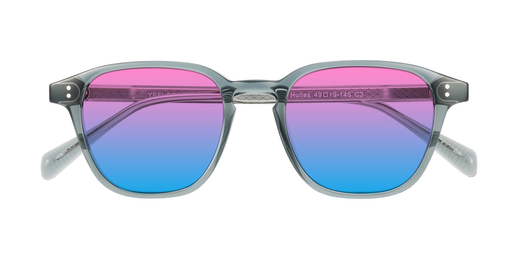 Folded Front of Huites in Grayish Blue with Pink / Blue Gradient Lenses