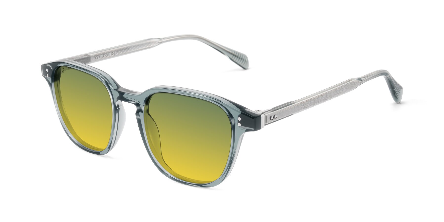 Angle of Huites in Grayish Blue with Green / Yellow Gradient Lenses