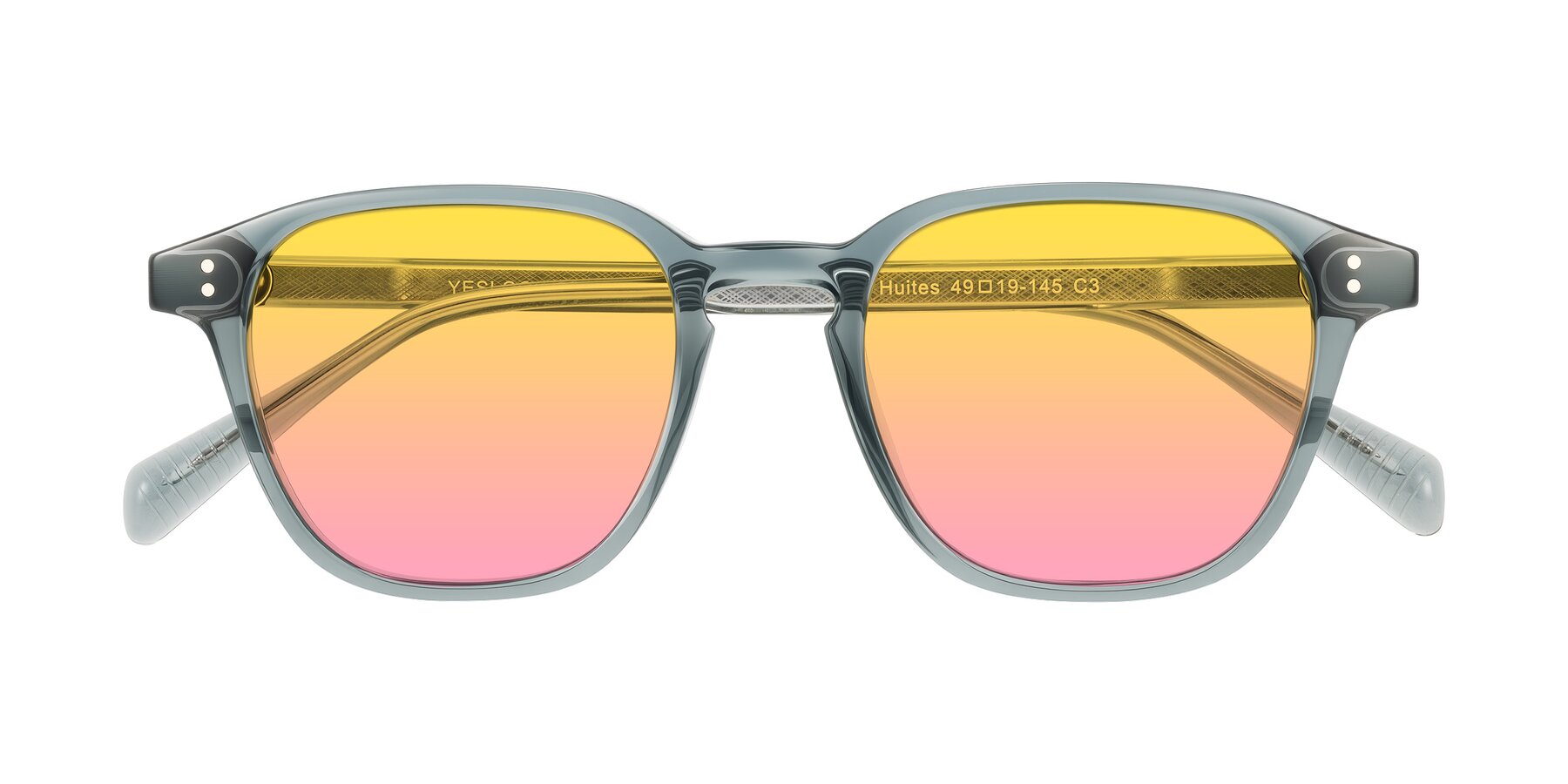 Folded Front of Huites in Grayish Blue with Yellow / Pink Gradient Lenses
