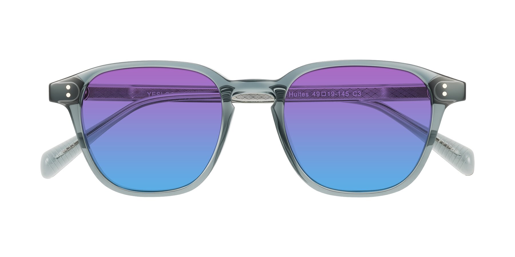 Folded Front of Huites in Grayish Blue with Purple / Blue Gradient Lenses