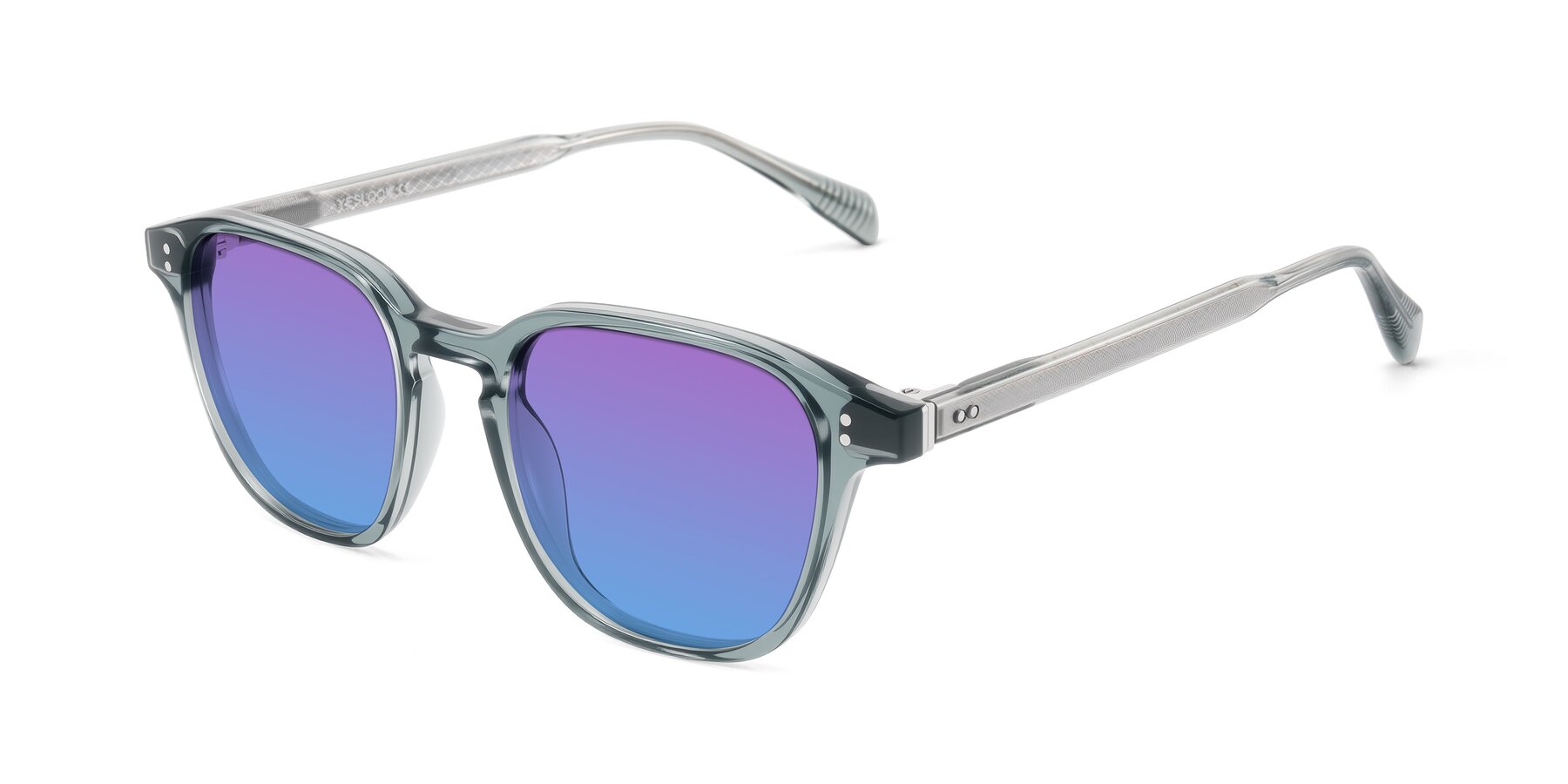 Angle of Huites in Grayish Blue with Purple / Blue Gradient Lenses