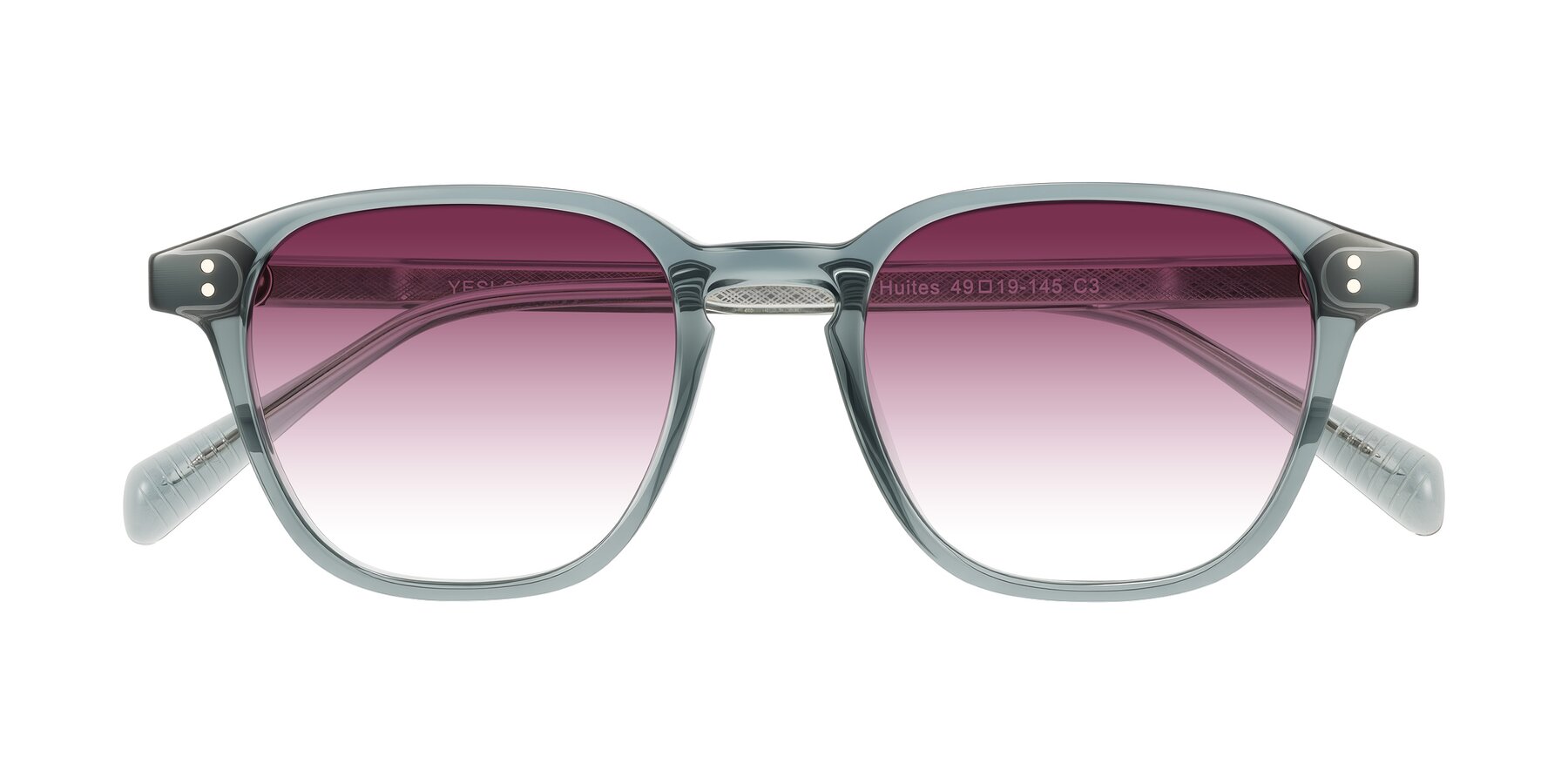 Folded Front of Huites in Grayish Blue with Wine Gradient Lenses