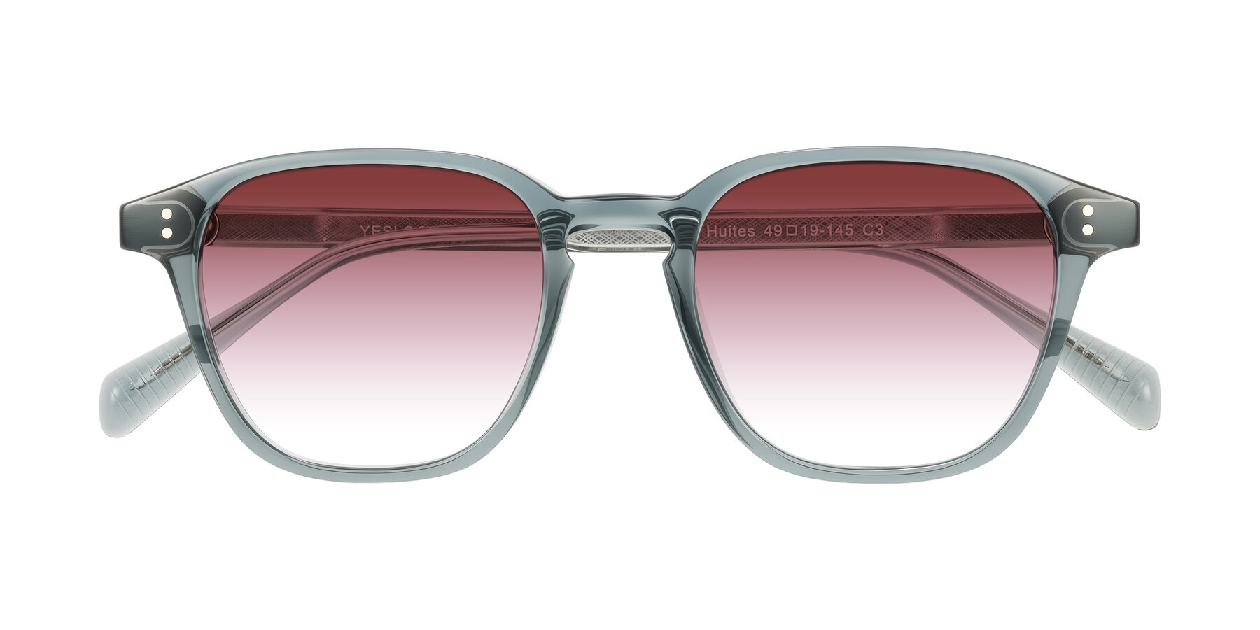 Folded Front of Huites in Grayish Blue with Garnet Gradient Lenses
