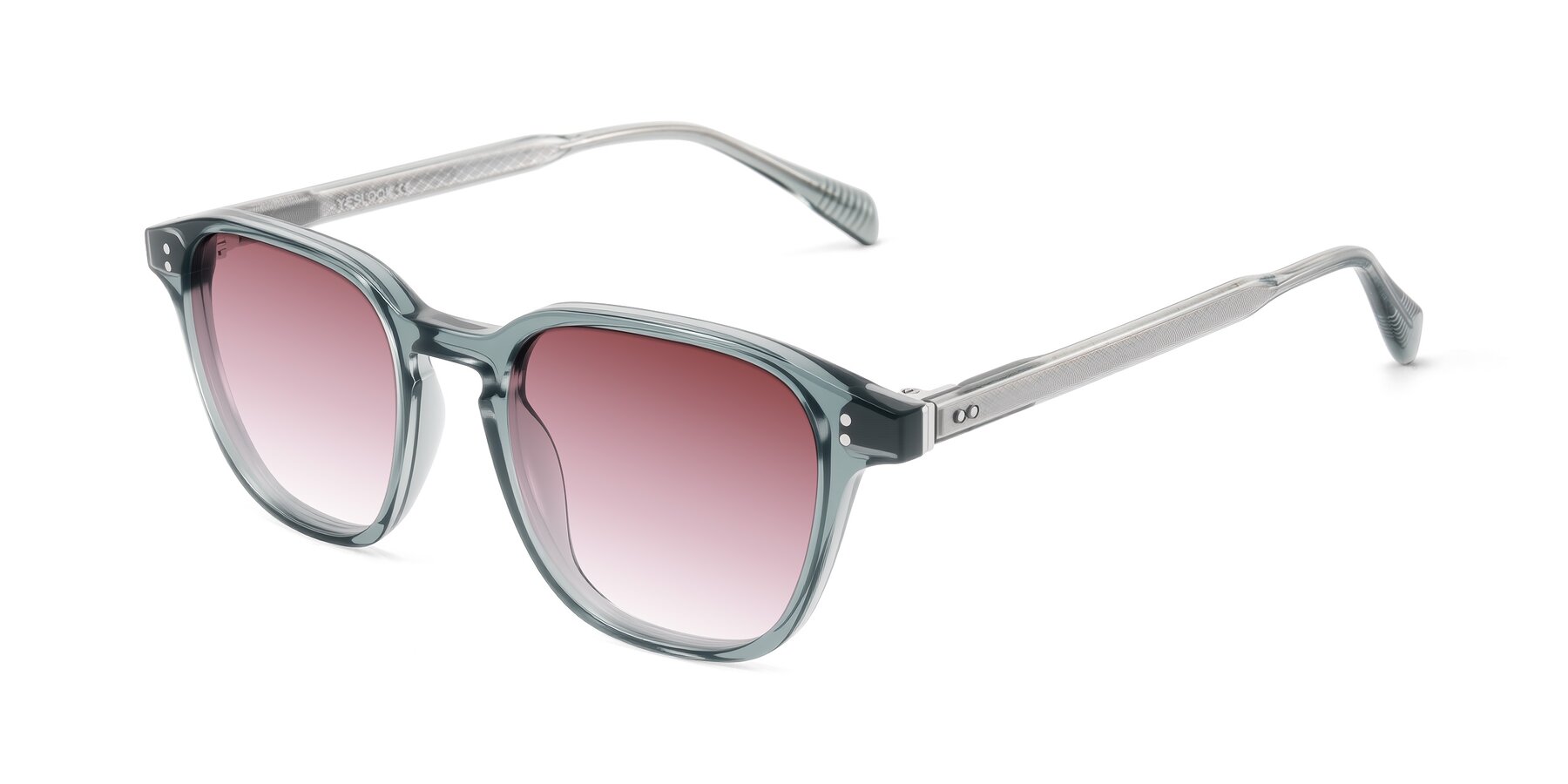 Angle of Huites in Grayish Blue with Garnet Gradient Lenses