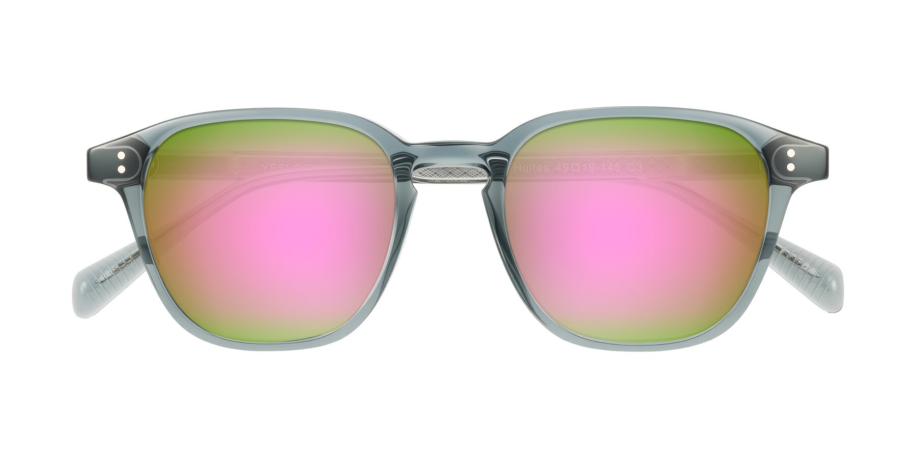 Folded Front of Huites in Grayish Blue with Pink Mirrored Lenses