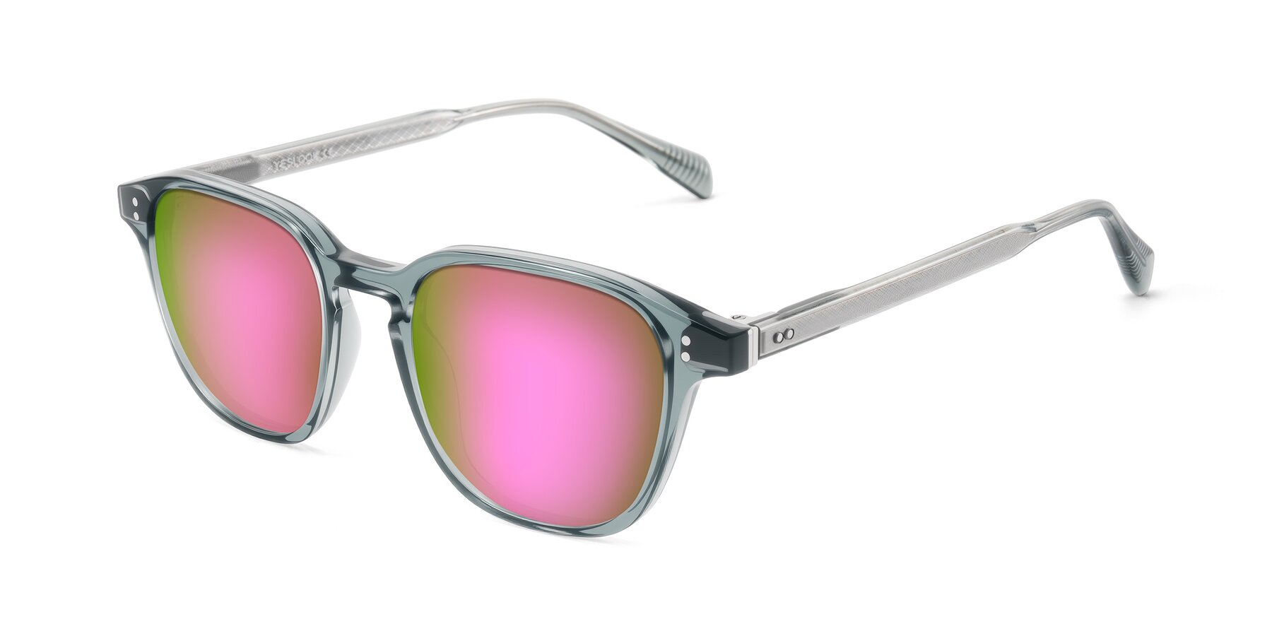 Angle of Huites in Grayish Blue with Pink Mirrored Lenses