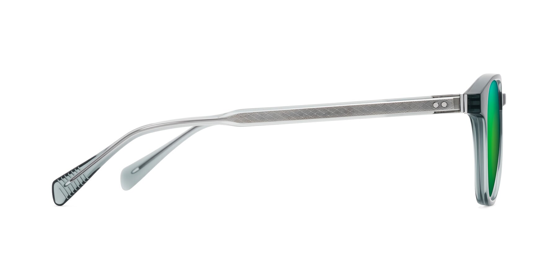 Side of Huites in Grayish Blue with Green Mirrored Lenses