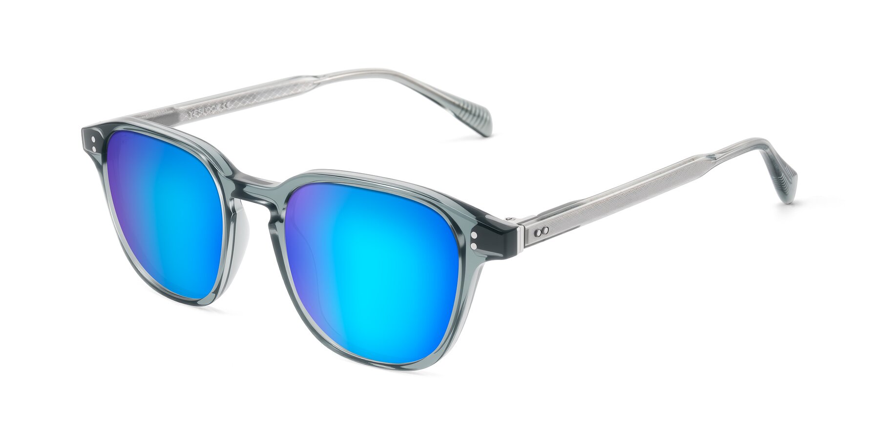 Angle of Huites in Grayish Blue with Blue Mirrored Lenses